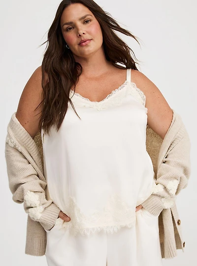 Satin Lace Trim Cami
