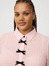 Chiffon Button-Down Shirt with Bows