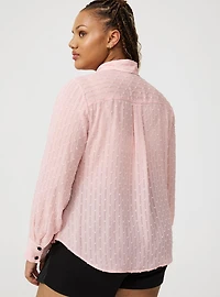 Chiffon Button-Down Shirt with Bows
