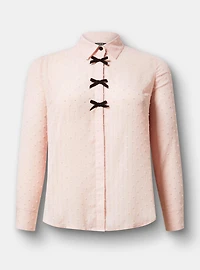 Chiffon Button-Down Shirt with Bows