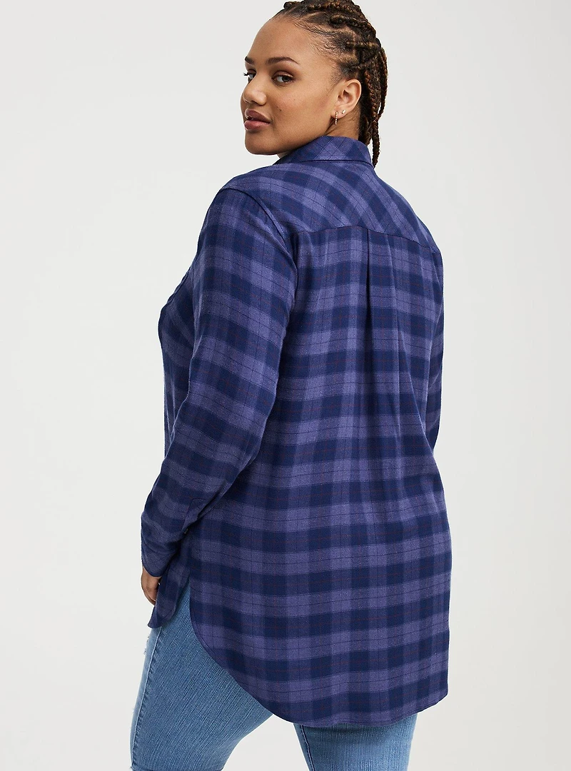 Lizzie Flannel Button-Down Tunic Shirt