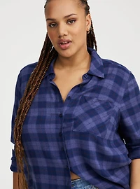 Lizzie Flannel Button-Down Tunic Shirt