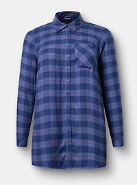 Lizzie Flannel Button-Down Tunic Shirt