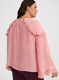 Chiffon Ruffle Sleeve Blouse