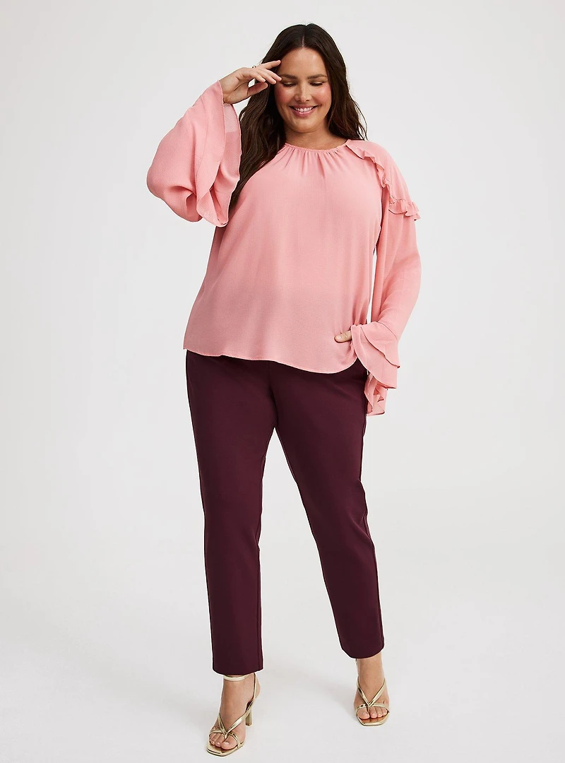 Chiffon Ruffle Sleeve Blouse