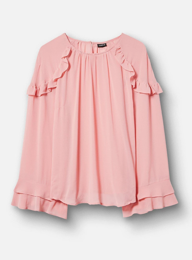 Chiffon Ruffle Sleeve Blouse