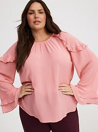 Chiffon Ruffle Sleeve Blouse