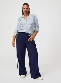 Ruffle Front Button-Up Shirt