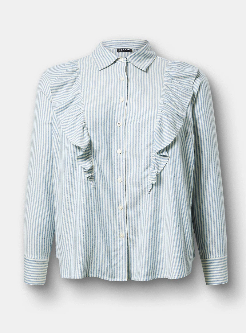 Ruffle Front Button-Up Shirt