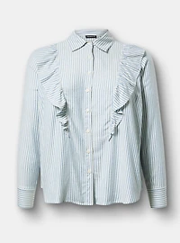 Ruffle Front Button-Up Shirt