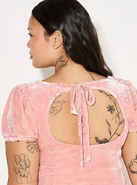 LoveSick Puff-Sleeve Velvet Mini Dress