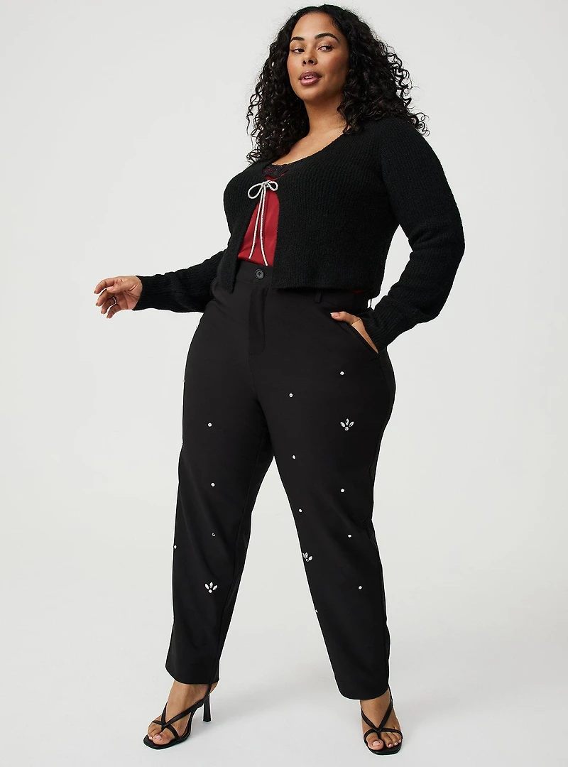 Modern Straight Embellished High-Rise Pant
