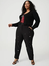 Modern Straight Embellished High-Rise Pant
