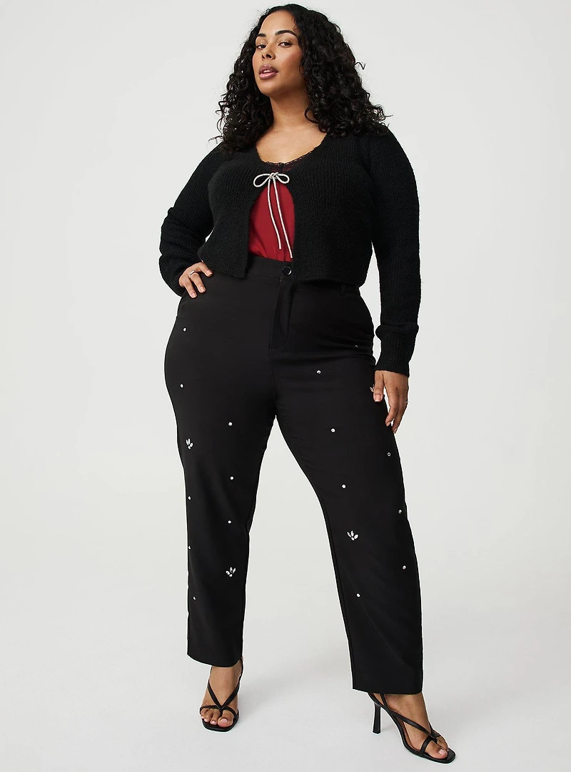Modern Straight Embellished High-Rise Pant