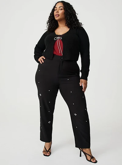 Modern Straight Embellished High-Rise Pant