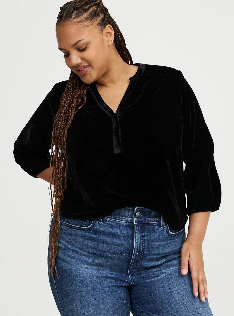 Harper 3/4 Sleeve Velvet Top