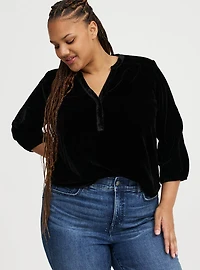 Harper 3/4 Sleeve Velvet Top