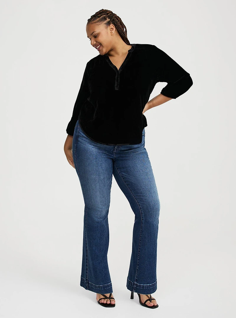 Harper 3/4 Sleeve Velvet Top