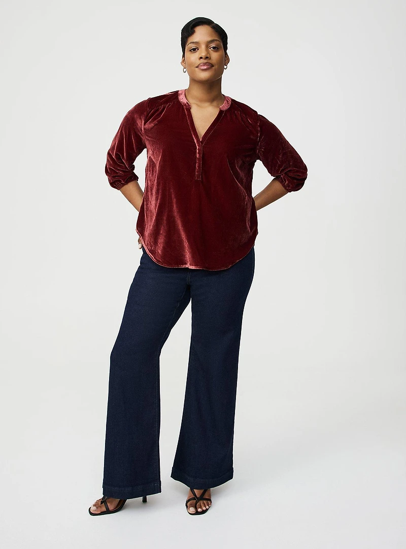 Harper 3/4 Sleeve Velvet Top