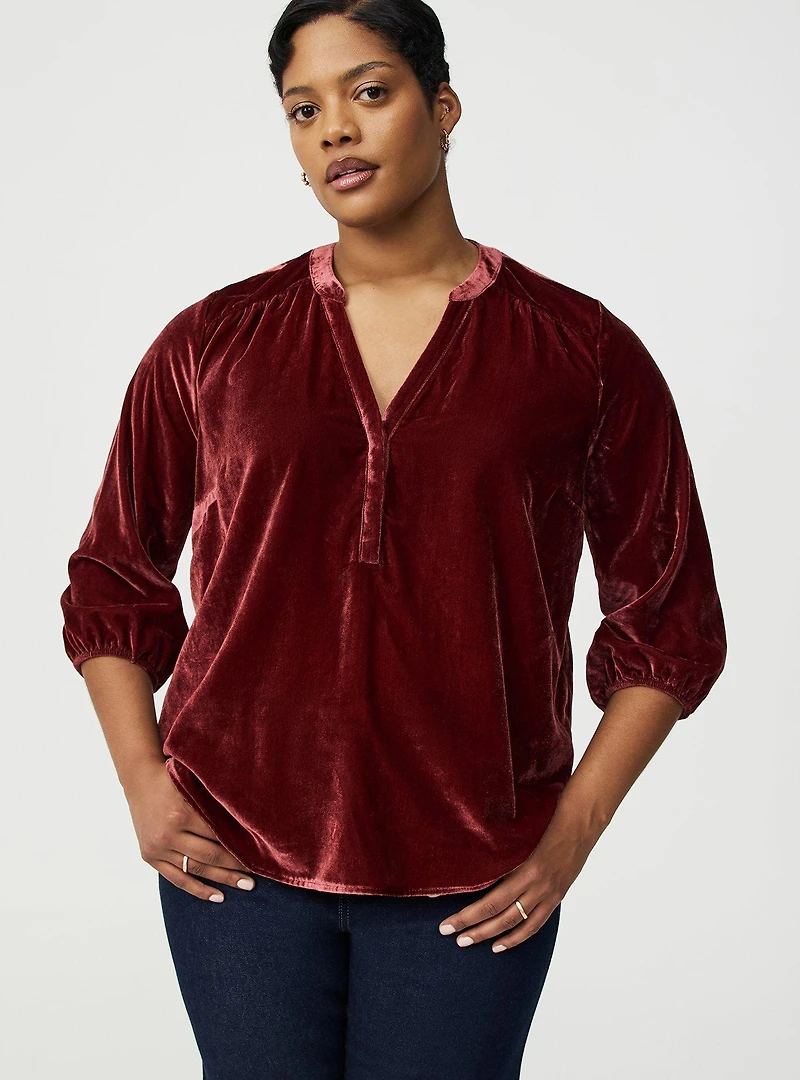 Harper 3/4 Sleeve Velvet Top