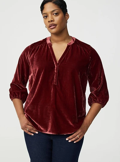Harper 3/4 Sleeve Velvet Top