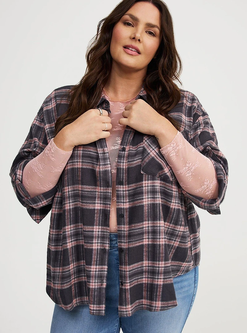 Oversized Cotton Flannel Shirt