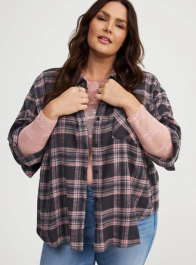 Oversized Cotton Flannel Shirt