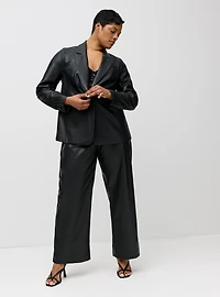 Faux Leather Tailored Blazer