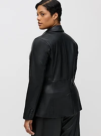 Faux Leather Tailored Blazer