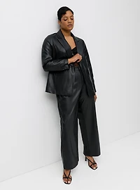 Faux Leather Tailored Blazer