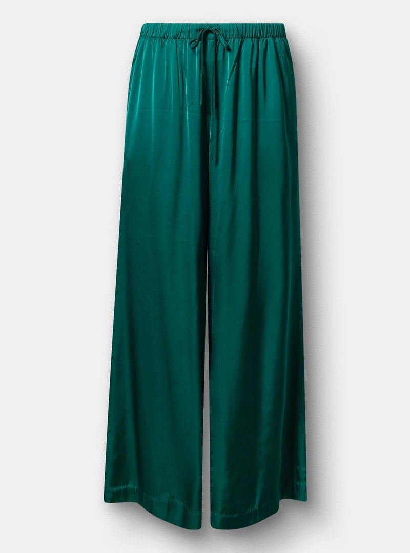 Wide Leg High-Rise Pull-On Satin Pant
