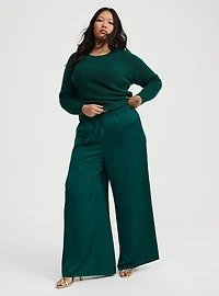 Wide Leg High-Rise Pull-On Satin Pant