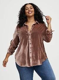 Lizzie Velvet Button-Up Shirt
