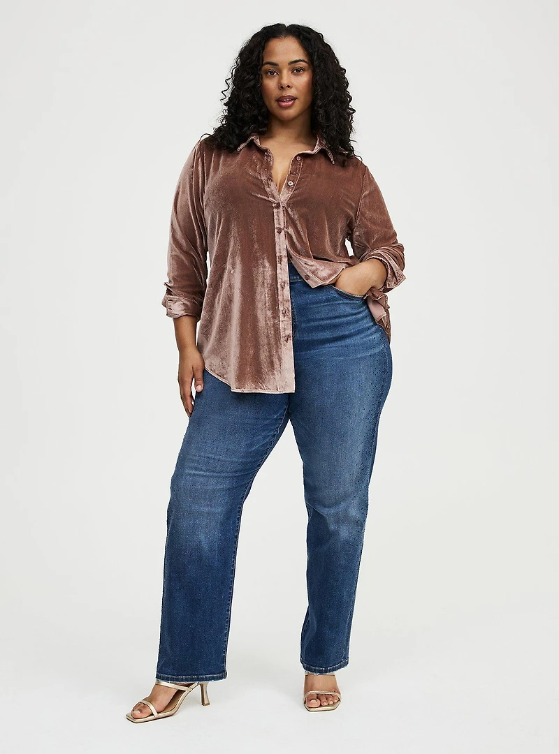 Lizzie Velvet Button-Up Shirt