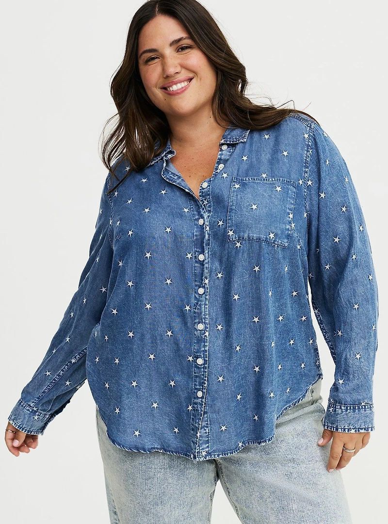 Lizzie Embroidered Star Button-Up Shirt