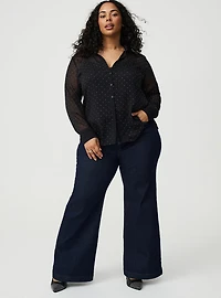 Rhinestone Button-Up Tunic Shirt