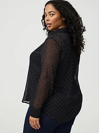 Rhinestone Button-Up Tunic Shirt