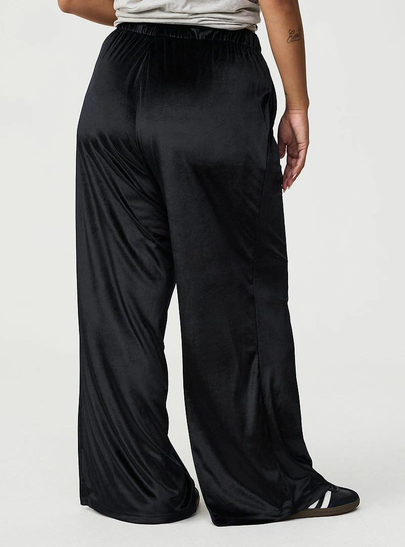 Wide Leg High-Rise Pull-On Velvet Pant