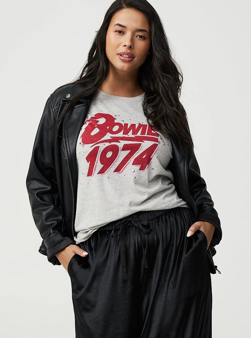Wide Leg High-Rise Pull-On Velvet Pant