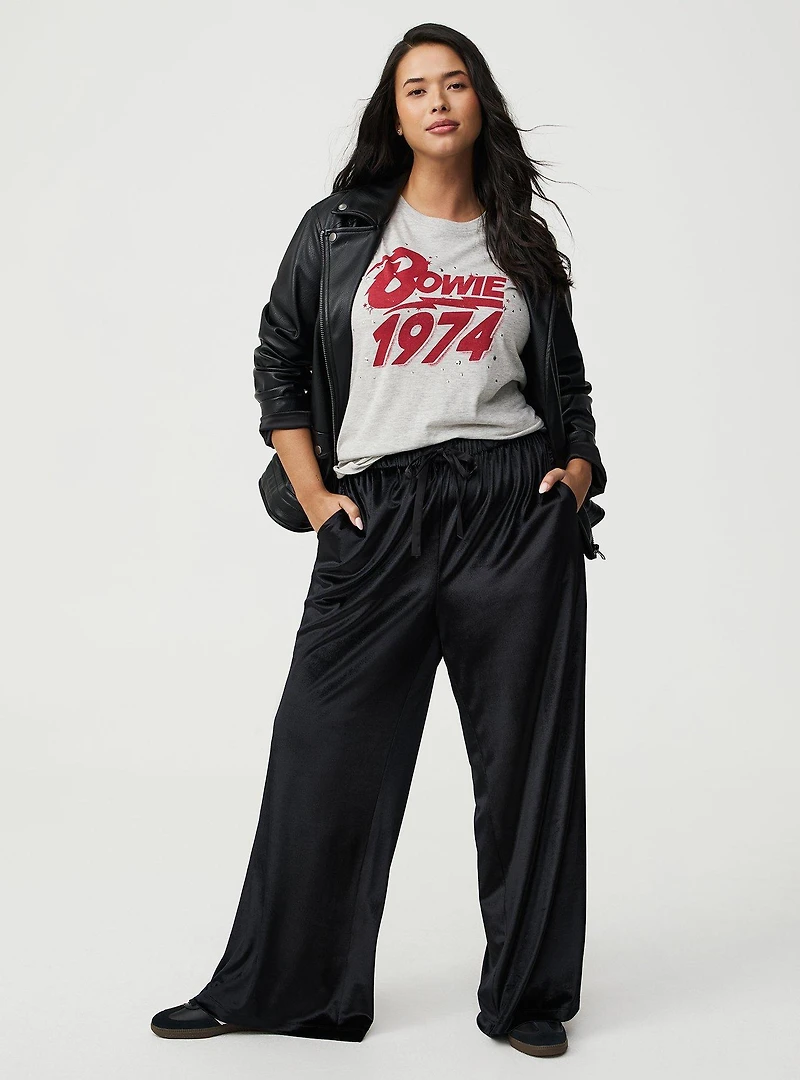 Wide Leg High-Rise Pull-On Velvet Pant