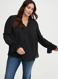 Ruffle V-Neck Blouse