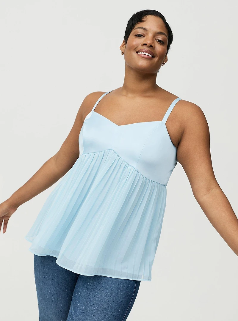 Pleated V-Neck Cami