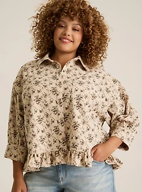 Festi Oversized Ruffle Button Down Top