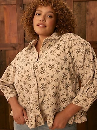Festi Oversized Ruffle Button Down Top