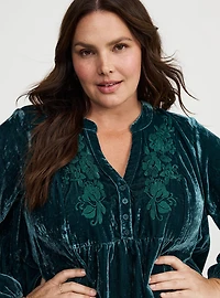 Embroidered Velvet Blouse