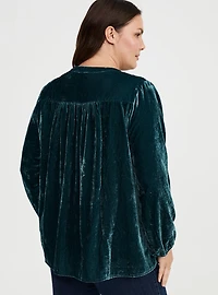 Embroidered Velvet Blouse