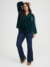 Embroidered Velvet Blouse
