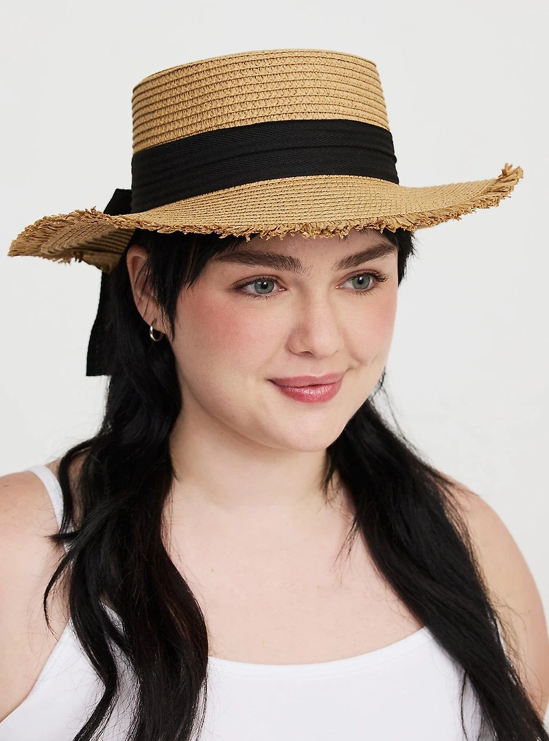 Frayed Edge Boater Hat