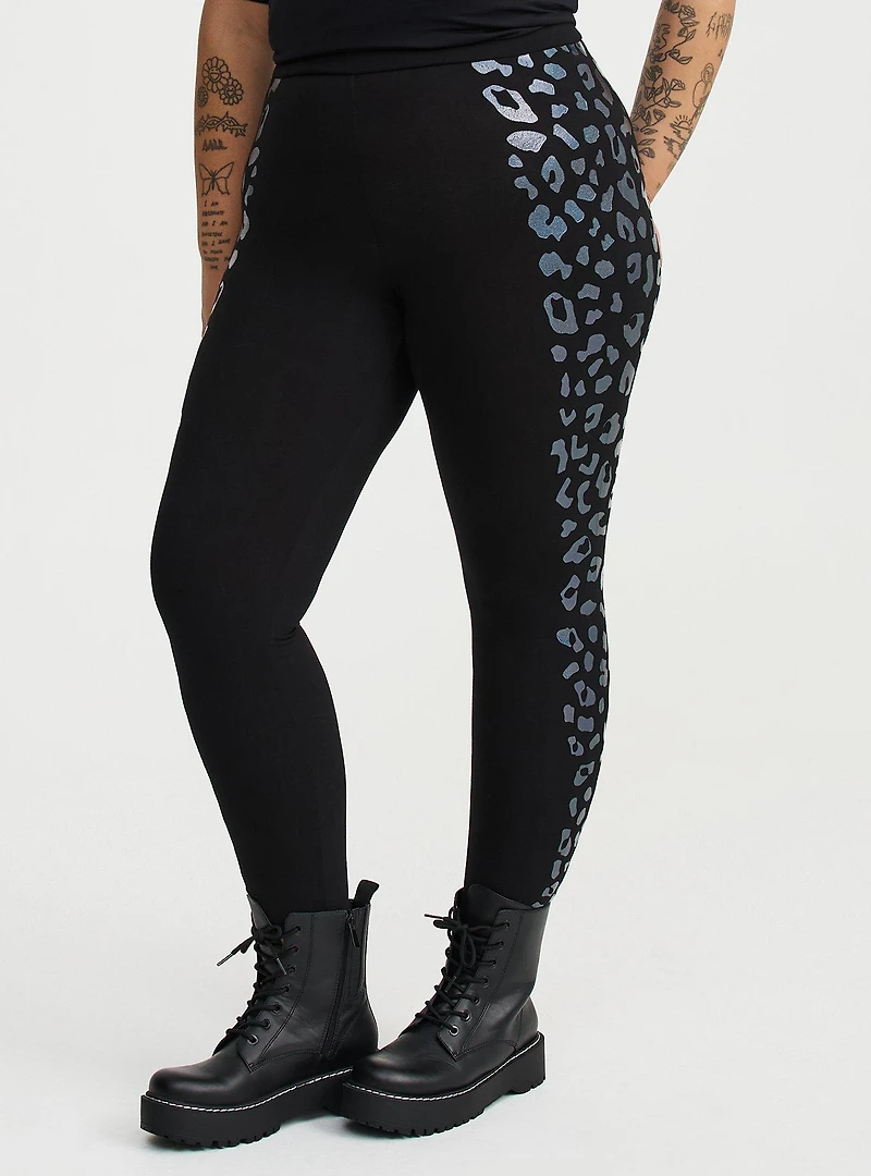 Full-Length Foil Leopard Legging