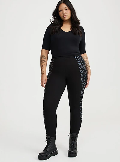 Full-Length Foil Leopard Legging